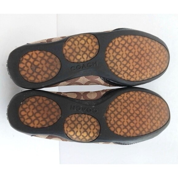 Coach Callie Ballet Flat Brown C Jacquard Blk Patent Toe/Heel Rubber Sole Sz 6.5 - Picture 10 of 10